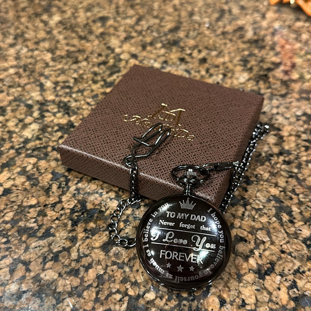 NWT Engraved Manual Winding Pocket Watch For Dads Father’s Day